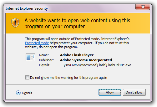Protected Mode Elevation Prompt